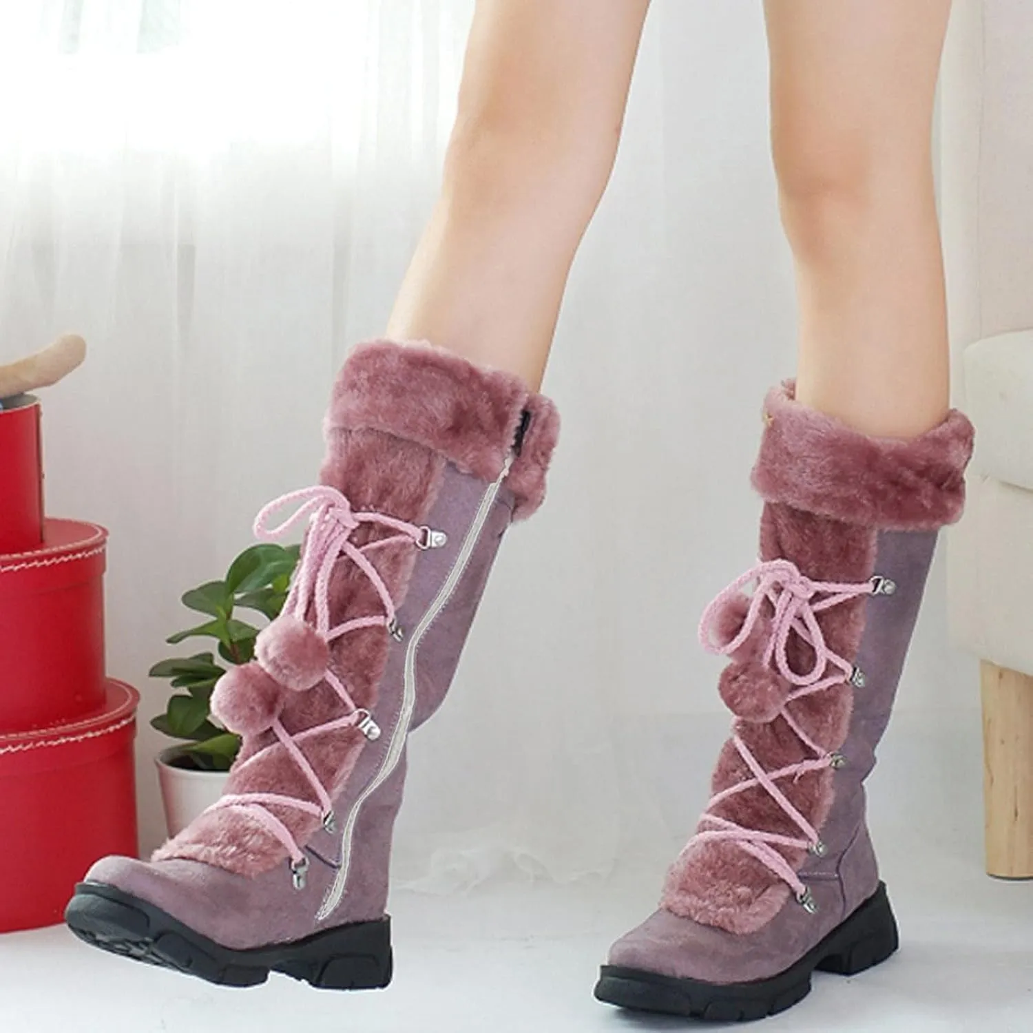 Snow Boot for Women Winter Snow Boots Women Size 10 Womens Winter Booties Waterproof Womens Waterproof Insulated Rubber Hunting Boots Botas De FrO Para Mujer Elegantes