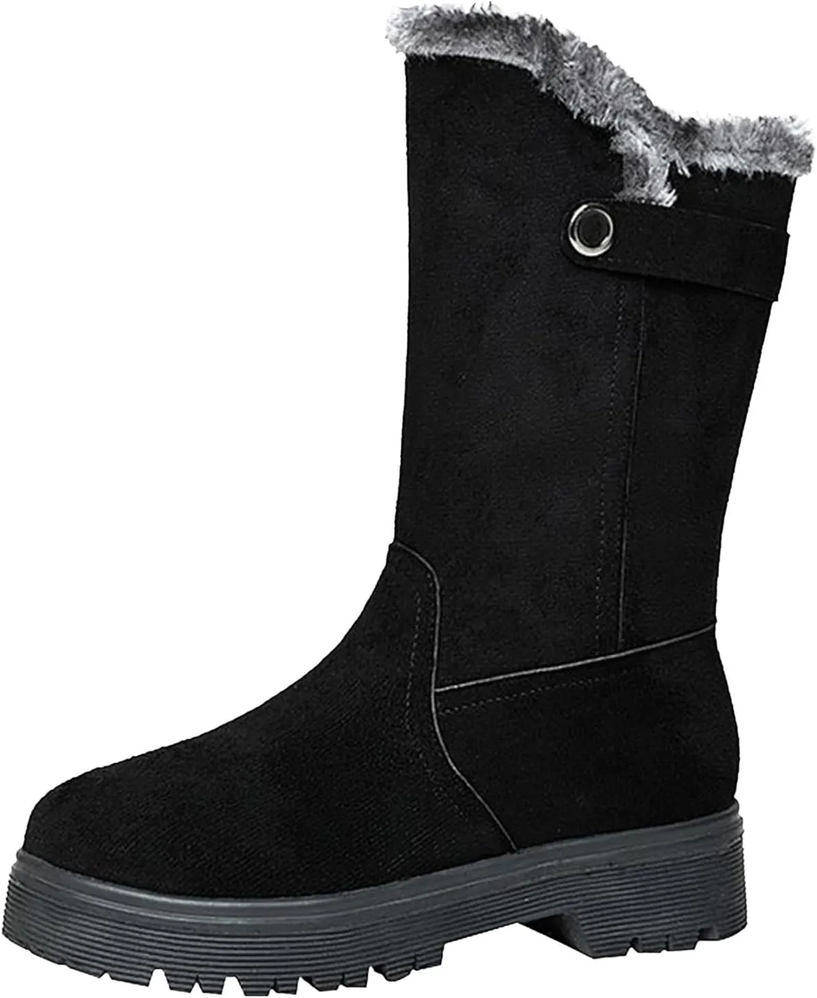 Snow Boots for Women Fur Boots for Women Winter Women's Leather Boots Snow Boots Medium Heel Short Boots Medium Heel
