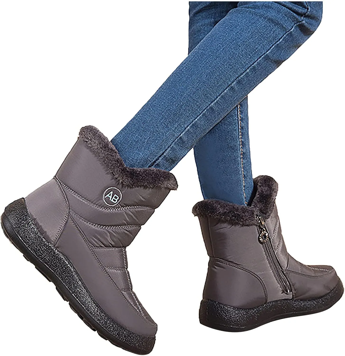 Snow Boots for Women Wide Calf Womens Winter Boots Size 12 Wide Calf Ladies Waterproof Snow Boots with Heels Brown Winter Boots for Women Leather Botas De Frio Para Mujer Bajita