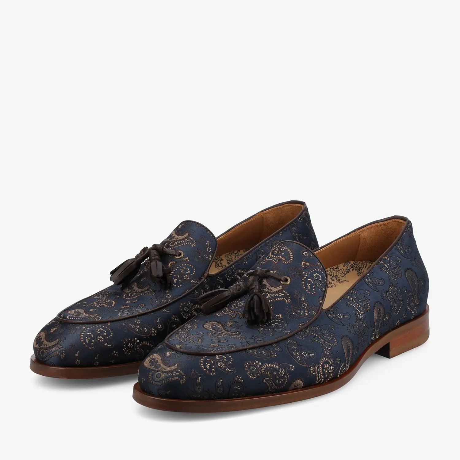 TAFT Mens Tommy Tassel Dress Loafer Genuine Leather Jacquard Fabric Upper Cushioned Insole