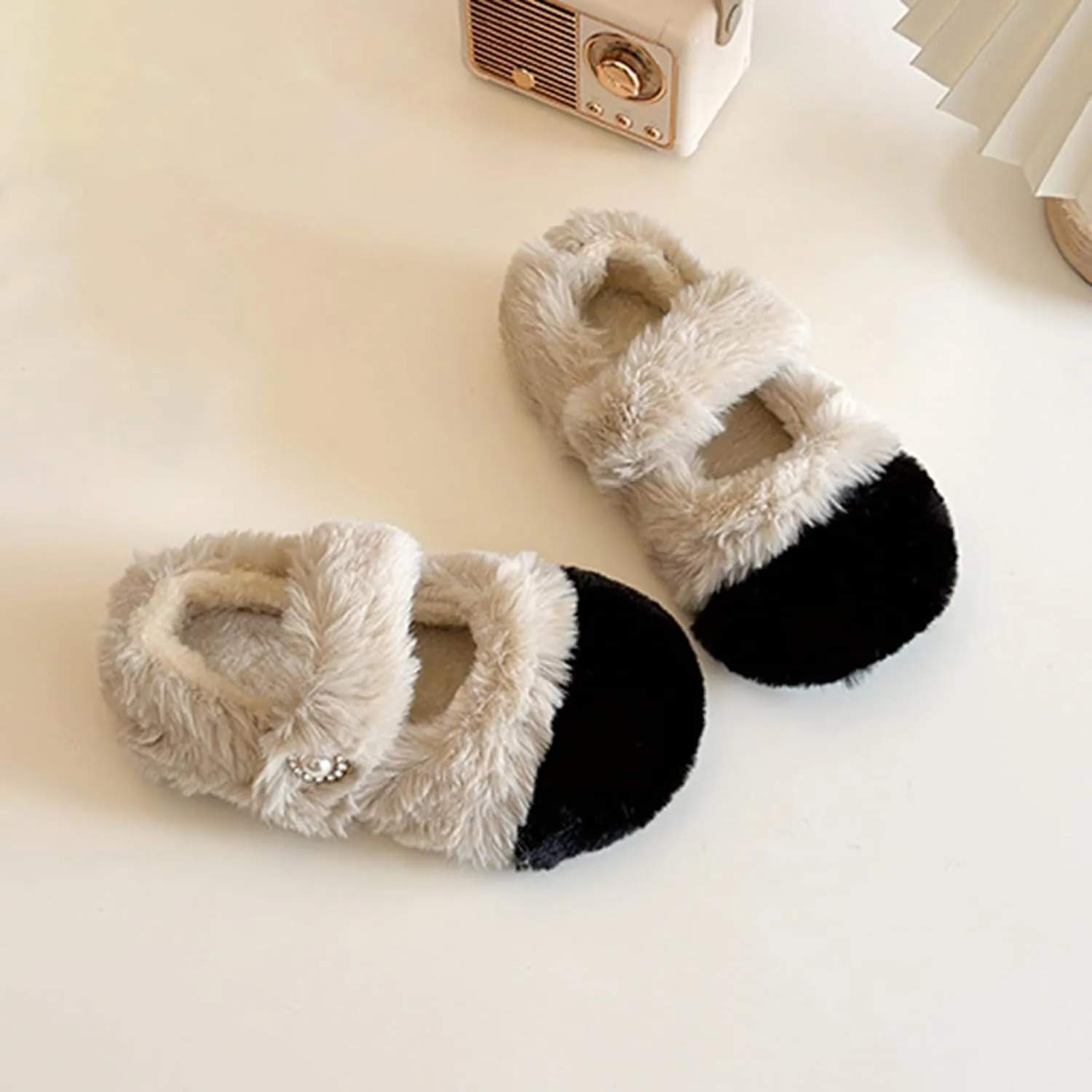 Toddler Girl House Slippers Cotton Comfy House Slippers Bedroom Slippers Winter Warm Indoor Shoes Fuzzy Slipper