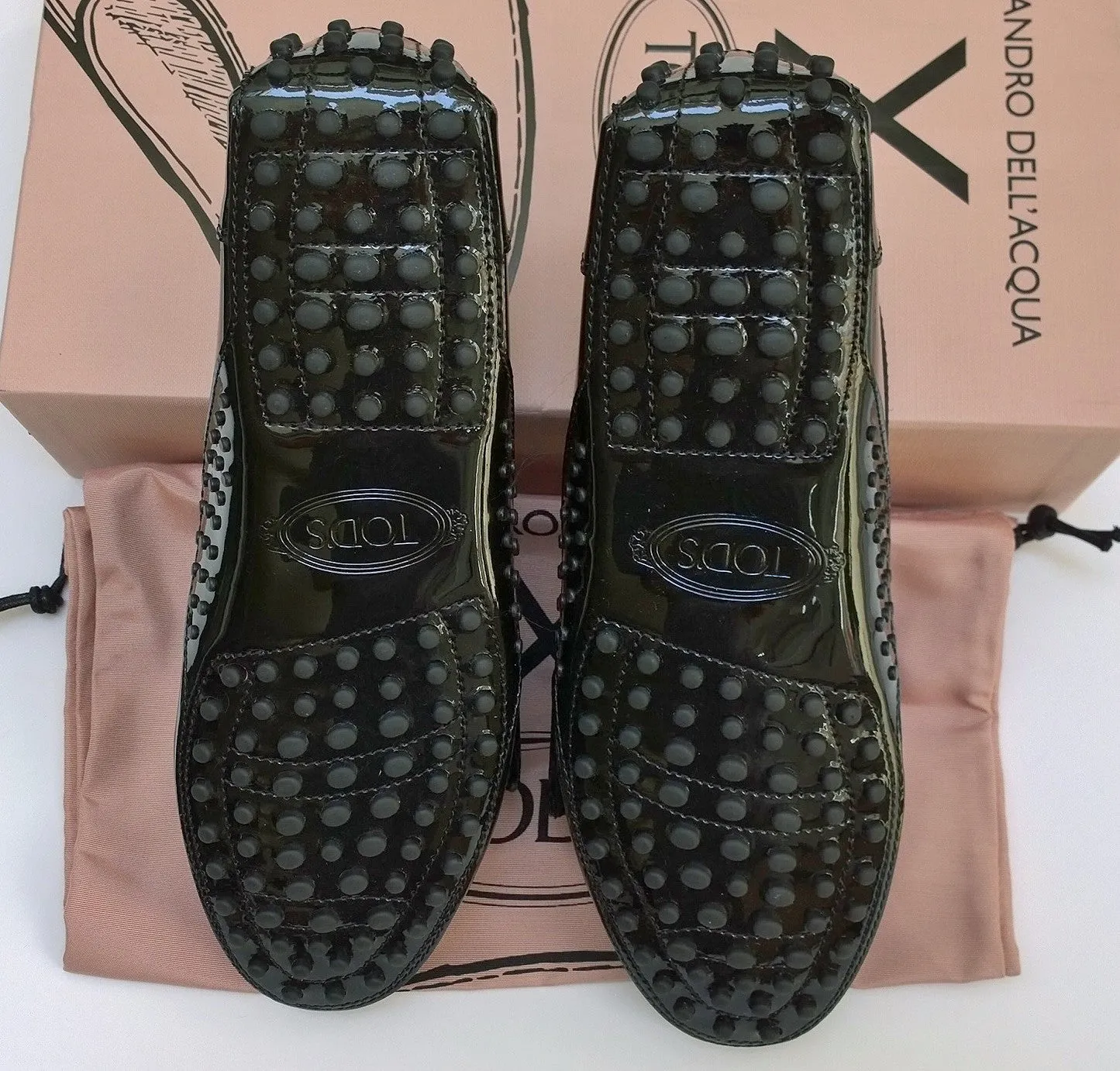 Tod's x Alessandro Dell'aqua Black Patent Patent Loafers sale shoes with velvet