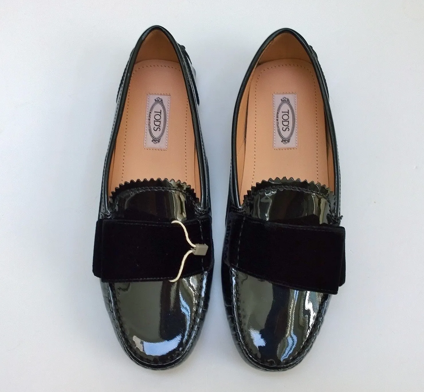 Tod's x Alessandro Dell'aqua Black Patent Patent Loafers sale shoes with velvet