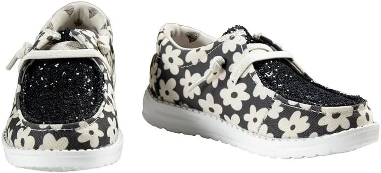 Twister Casual Shoes Girls Fabric Daisy Lace Black 446009101