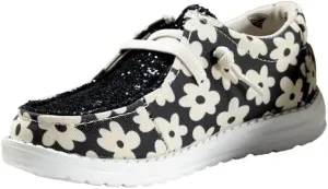 Twister Casual Shoes Girls Fabric Daisy Lace Black 446009101