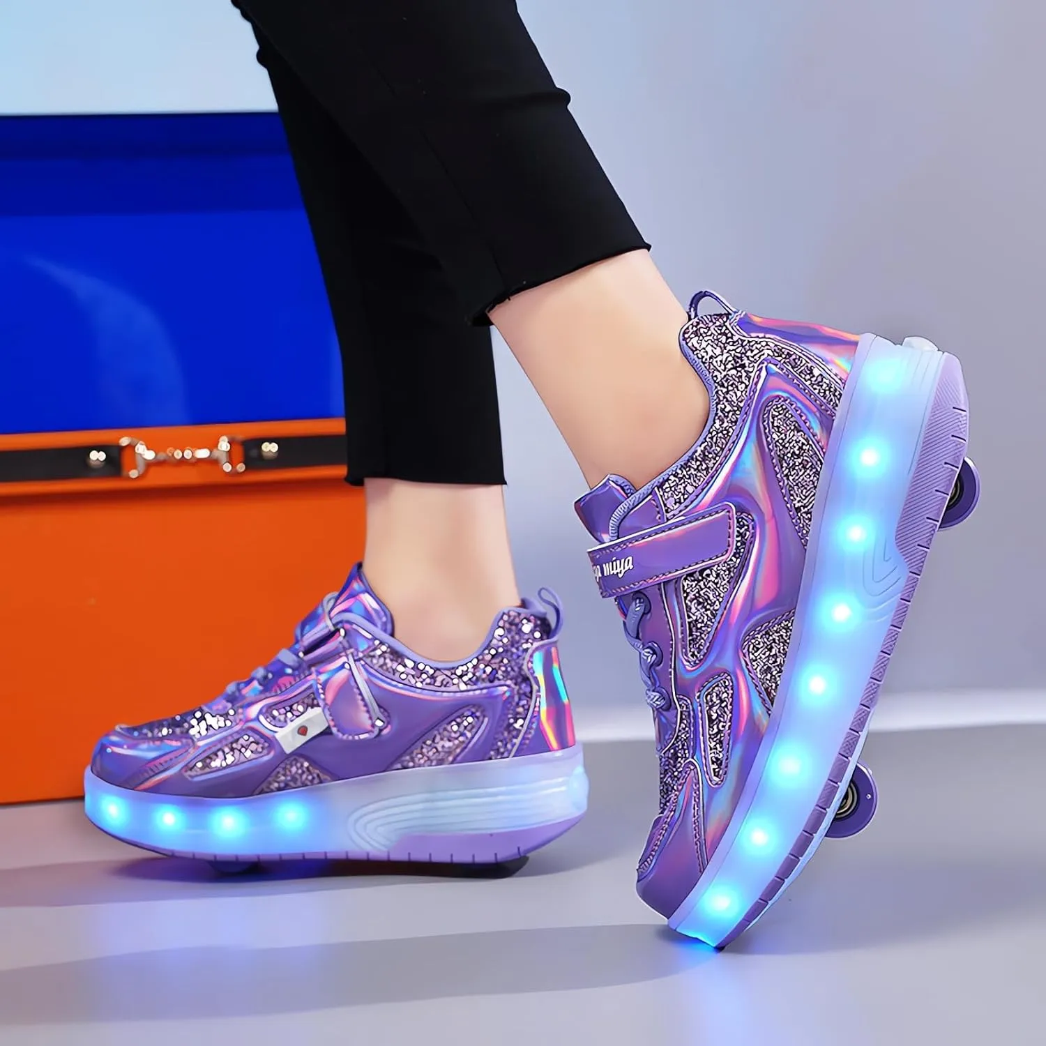 Ufatansy Roller Shoes Girls Boys Sneakers with Wheels Roller Skate Shoes USB Charging with LED Light Up Shinny Skates for Beginner Trainers Kids Lightweight Breatheable Shoe Footwear