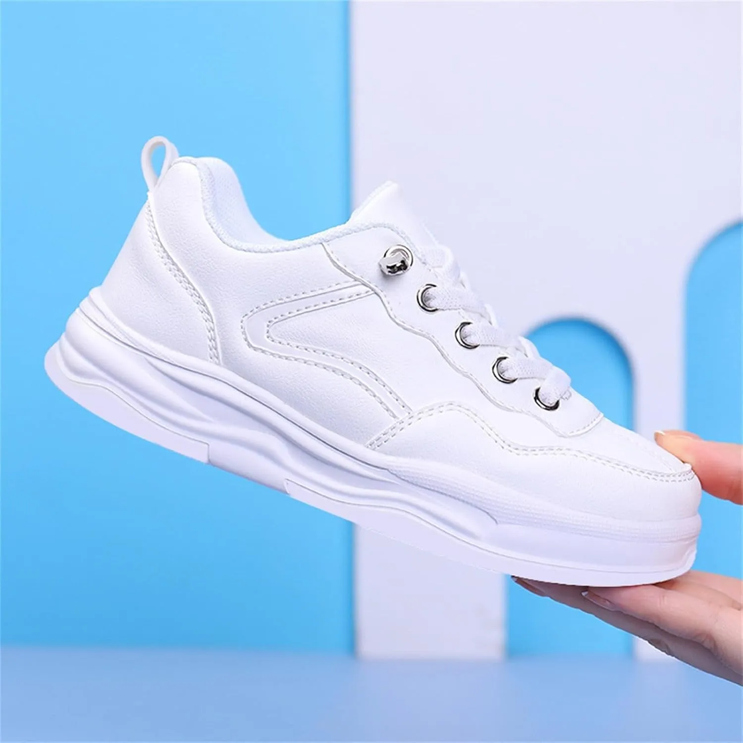Unisex Boys Girls Shoes Antiskid Flat Tennis Sneakers Little Child Outdoor Lace up Casual White Running Shoes