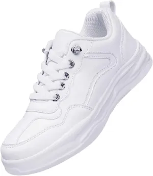 Unisex Boys Girls Shoes Antiskid Flat Tennis Sneakers Little Child Outdoor Lace up Casual White Running Shoes