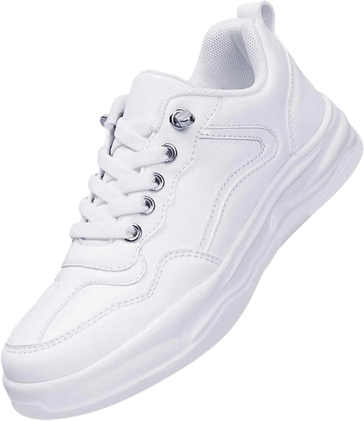 Unisex Boys Girls Shoes Antiskid Flat Tennis Sneakers Little Child Outdoor Lace up Casual White Running Shoes