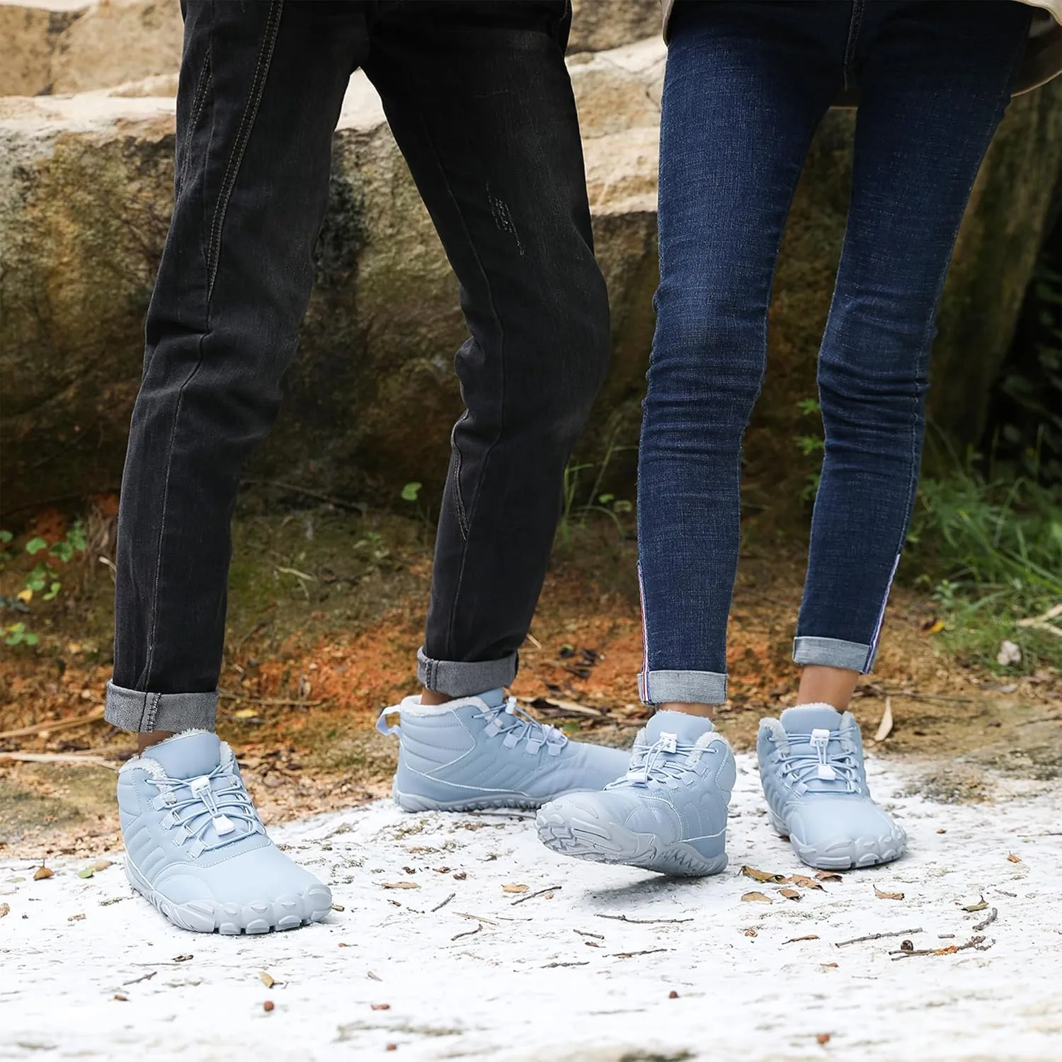 Unisex Winter Snow Sneakers - Solid Color, Slip-Resistant, Warm Fabric-Lined Mesh Upper, Rubber Sole, Cushioned Fabric Insole, Hiking and Walking Shoes for Men and Women