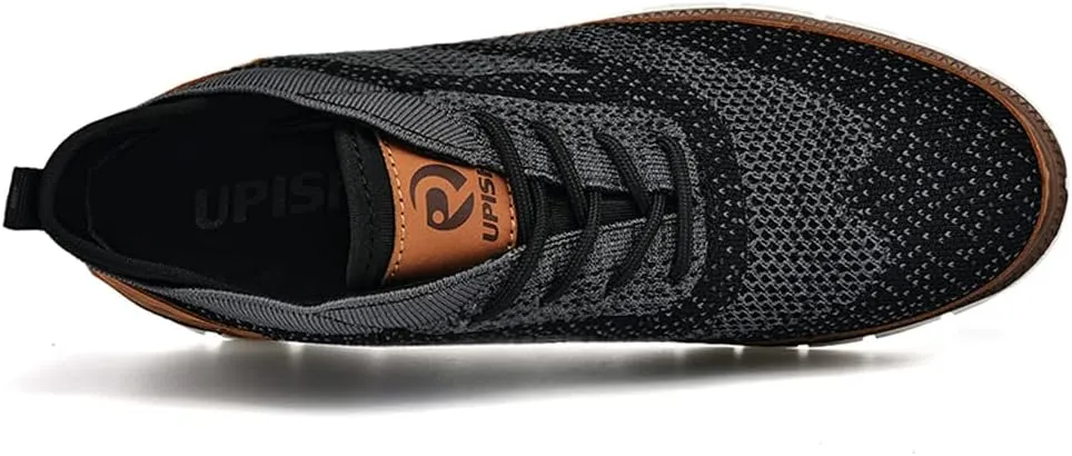 UPIShi Men's Casual Oxford Lace Up Loafers Lightweight Mesh Fabric Sneaker Black/Grey