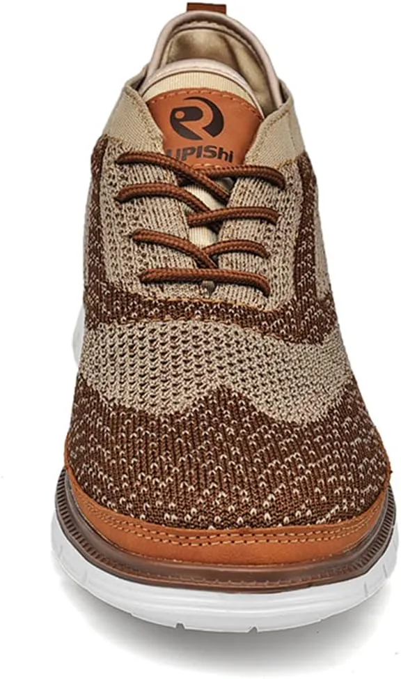 UPIShi Men's Casual Oxford Lace Up Loafers Lightweight Mesh Fabric Sneaker Black/Grey