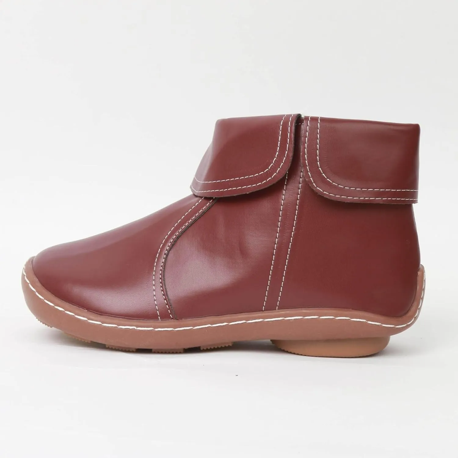 Vintage Women Ankle Boots Leather Platform Boots for Women Wide Calf Casual Fashion Round Toe Side Zipper Booties
