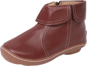 Vintage Women Ankle Boots Leather Platform Boots for Women Wide Calf Casual Fashion Round Toe Side Zipper Booties