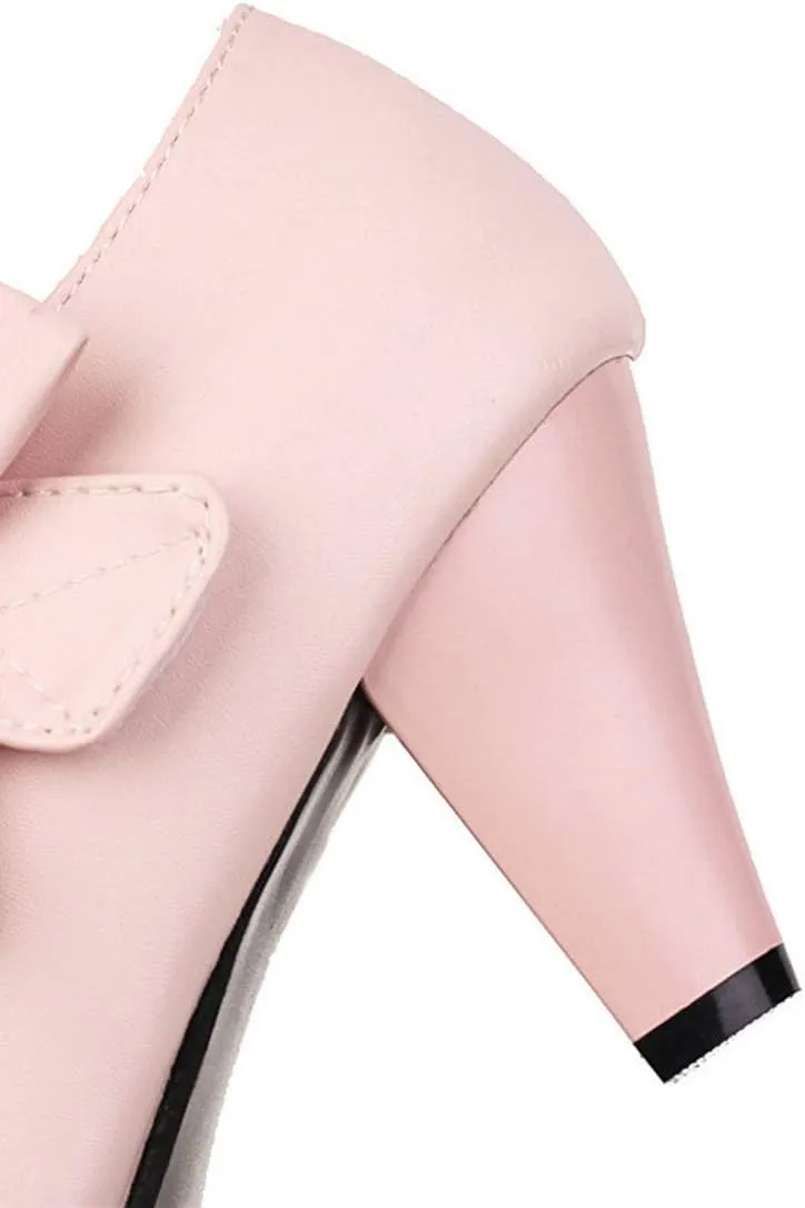 VOKLIN Women's Girls Lolita Mary Jane Pumps Sweet Bow Ankle Strap Block High Heel Cosplay Oxford Dress Shoes