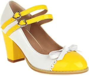 VOKLIN Women's Girls Lolita Platform Mary Jane Pumps Sweet Bow Ankle Strap Block High Heel Oxford Dress Shoes