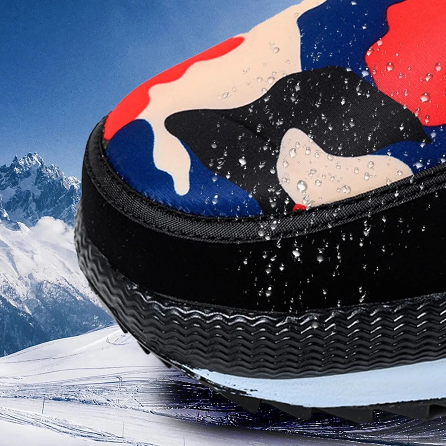 Water Proof Snow Boots for Men Thickened Warm Fleece Boots Thick Bottom Mid Calf Winter Boots Non Slip Tall Men Shoes