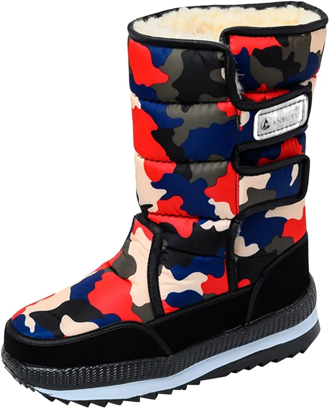 Water Proof Snow Boots for Men Thickened Warm Fleece Boots Thick Bottom Mid Calf Winter Boots Non Slip Tall Men Shoes