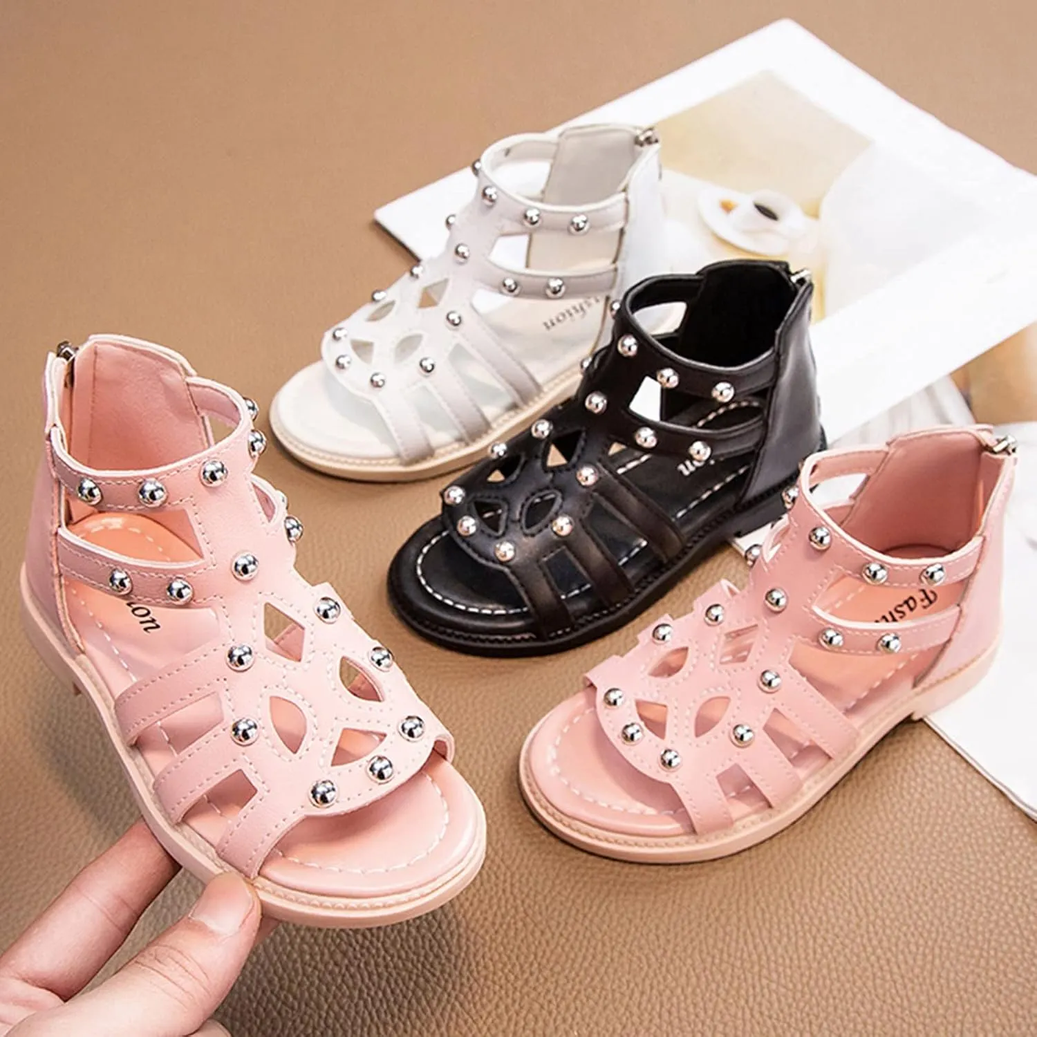 Water Shoes for Kids High Top Sandals Fashion Summer Little Girl Beads High Top Princess Children Toddler Slippers Girl