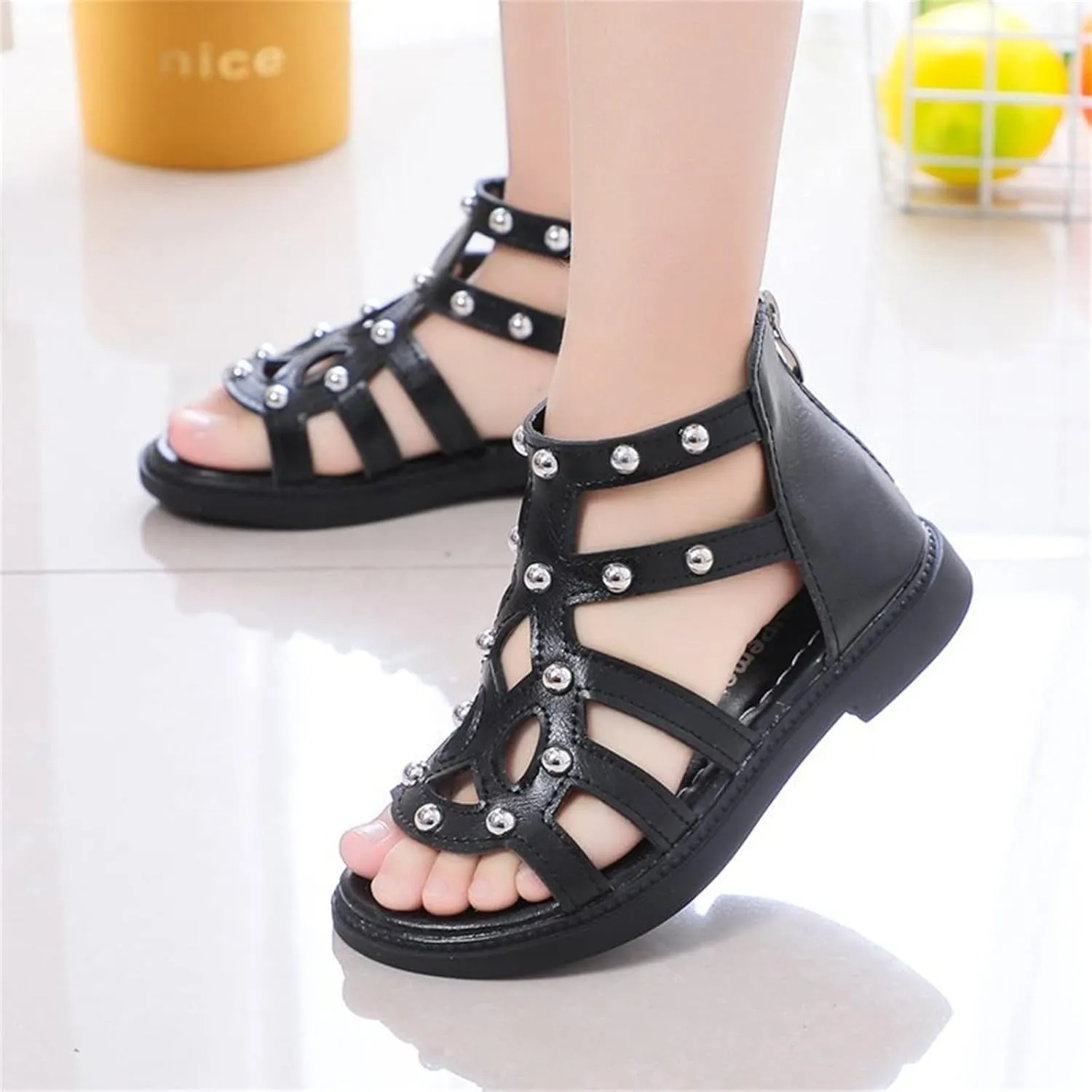 Water Shoes for Kids High Top Sandals Fashion Summer Little Girl Beads High Top Princess Children Toddler Slippers Girl