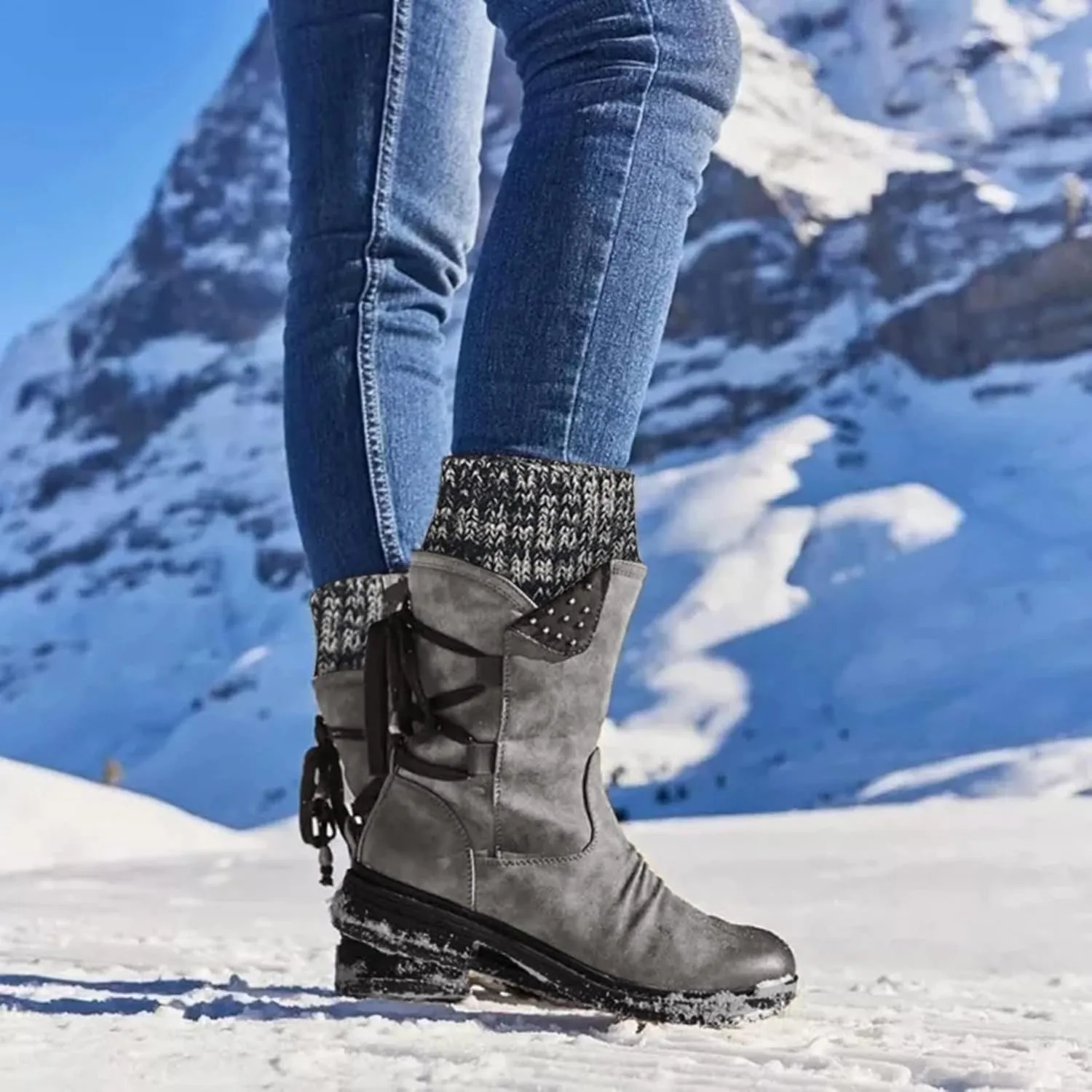 Waterproof Snow Boots for Women Cute Womens Black Snow Boots Slip on Womens Winter Boots 8.5 Wide Winter Snow Boots Womens Winter Hiking Boots Waterproof