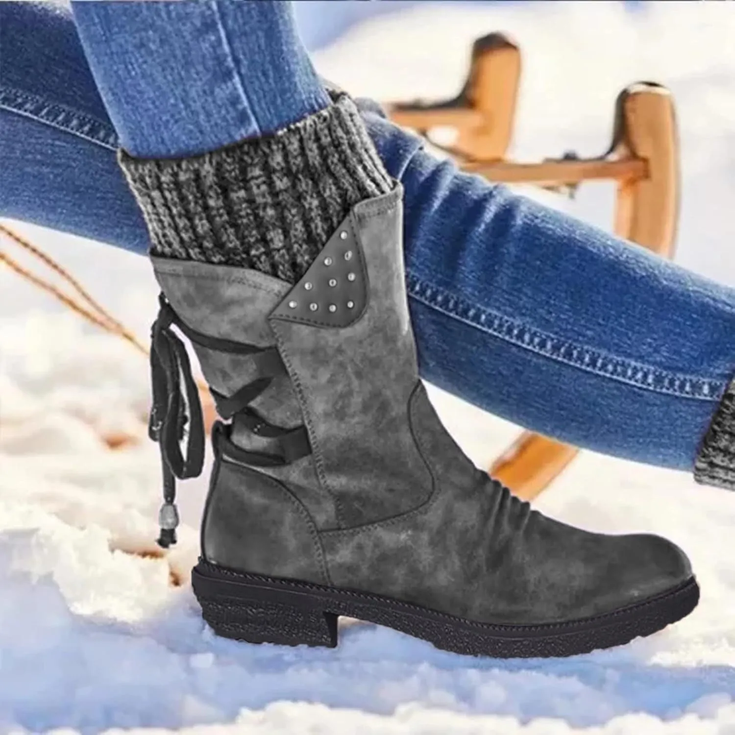 Waterproof Snow Boots for Women Cute Womens Black Snow Boots Slip on Womens Winter Boots 8.5 Wide Winter Snow Boots Womens Winter Hiking Boots Waterproof