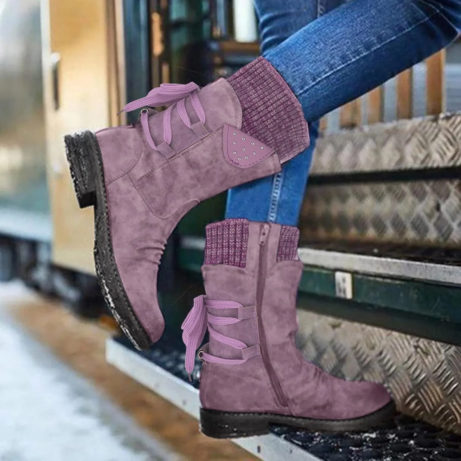 Waterproof Snow Boots for Women Wide Width Woman Snow Boots Slip on Warm Winter Boots Women Waterproof Zapatos De Mujer Para El Frio Y Nieve Womens Winter Sneaker Boot