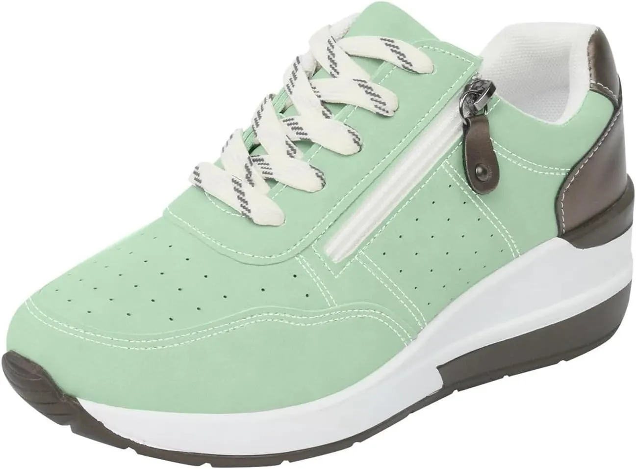 Wedge Sneakers for Women Dressy High Heel Wedge Shoes with Zipped Platform Sneakers Workout Gym Shoe Lace Up Casual Shoes 2025