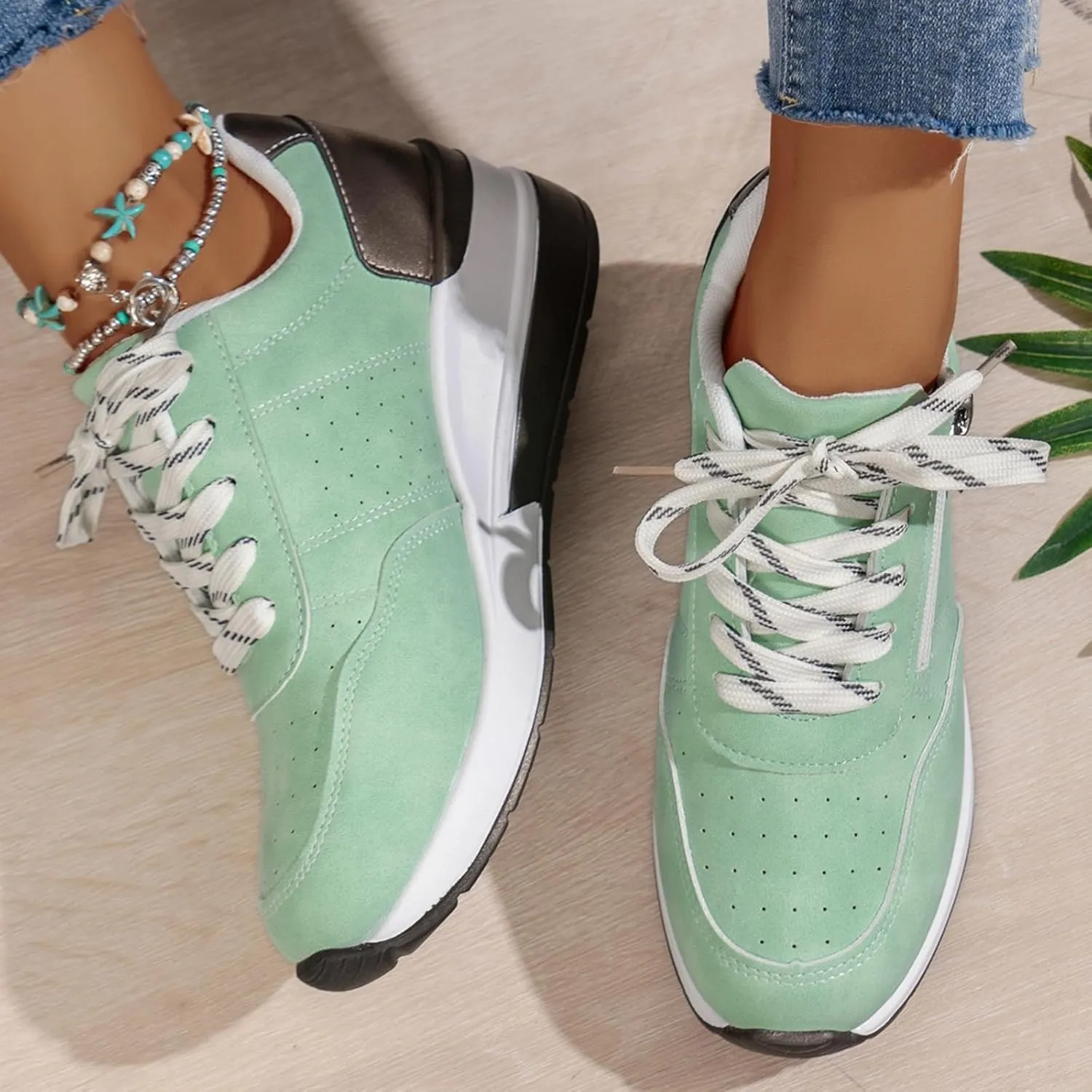 Wedge Sneakers for Women Dressy High Heel Wedge Shoes with Zipped Platform Sneakers Workout Gym Shoe Lace Up Casual Shoes 2025