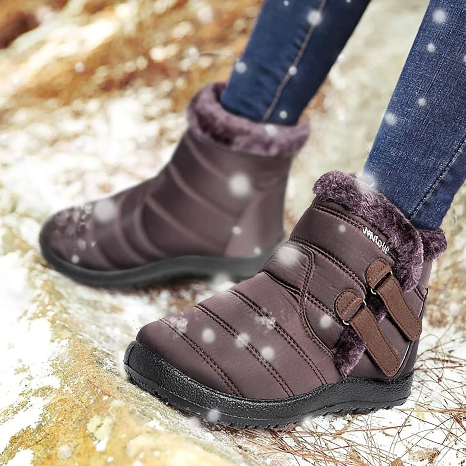 Winter Boots for Woman Cute Adult Snow Boots Women Size 9 Wide Snow Boots Women Cute Womens Duck Boots Waterproof Size 11 Botas De Frio Para Mujer Bajitas De Cuero