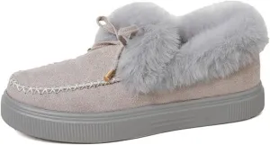 Winter Boots For Women 2024 Fashion Casual Slip-on Warm Loafers Shoes Faux Fur-Lined Comfortable Snow Ankle Booties