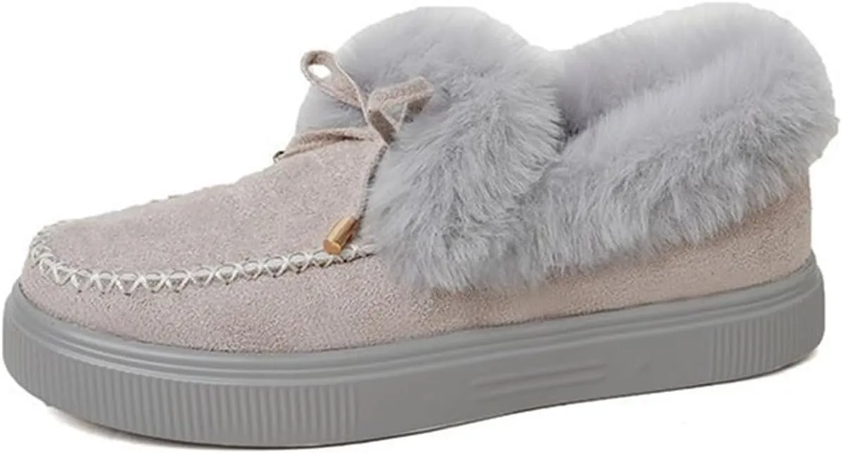 Winter Boots For Women 2024 Fashion Casual Slip-on Warm Loafers Shoes Faux Fur-Lined Comfortable Snow Ankle Booties