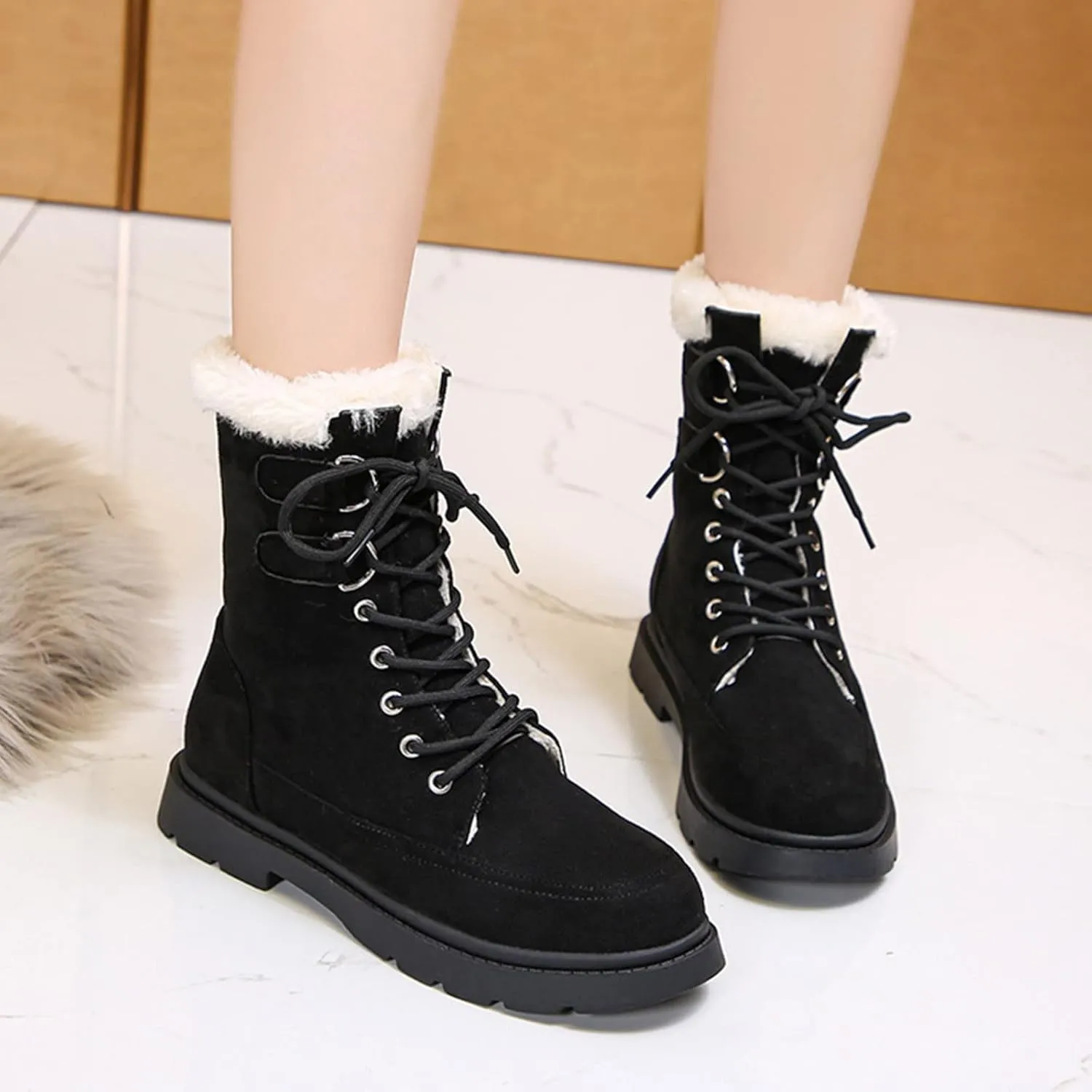 Winter Boots for Women Waterproof Snow 11 Wide Womens Black Snow Boots Ankle Women's Boots Winter Waterproof Womens Winter Snow Walking Shoes Botas De Invierno Para Mujer Tacon Alto