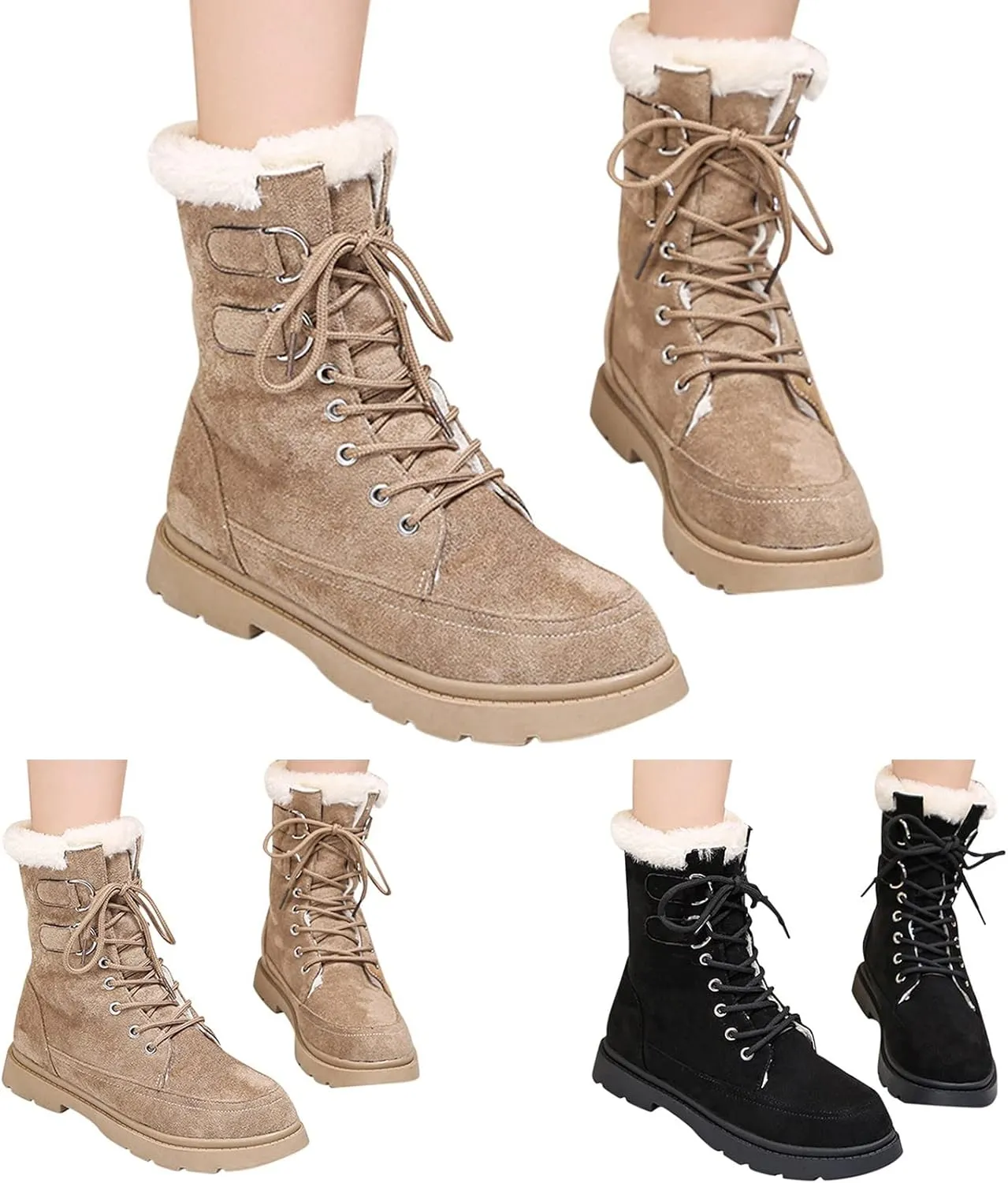 Winter Boots for Women Wide Width Womens Tall Winter Boots Waterproof Fur Lined Mid Calf Winter Boots Women Tall Snow Boots Waterproof Insulated Boots for Women Winter Waterproof