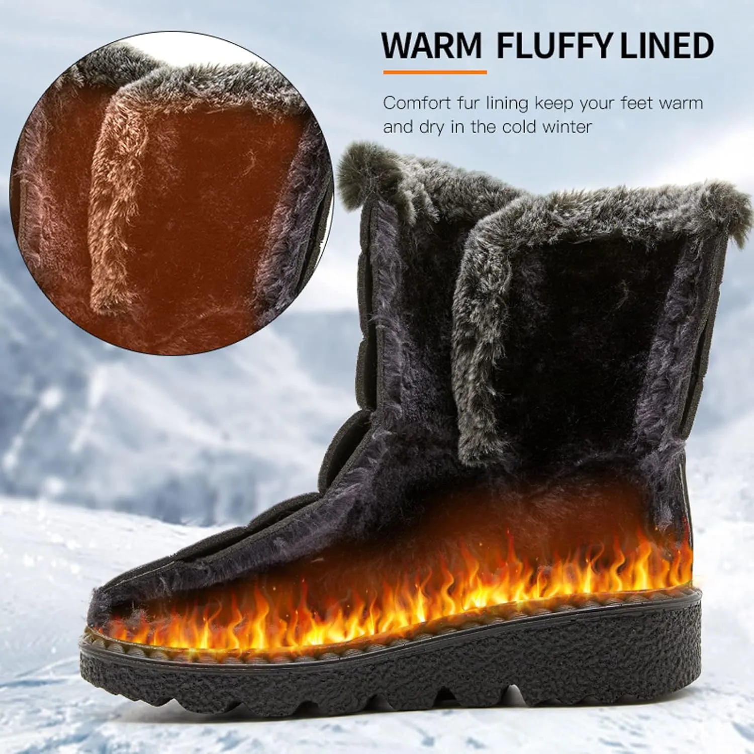 Winter Waterproof Boots for Woman Women's Winter Boots Waterproof Zipper Snow Boots Womens Wide High Heel Winter Boots for Women Boots for Women Winter Cute