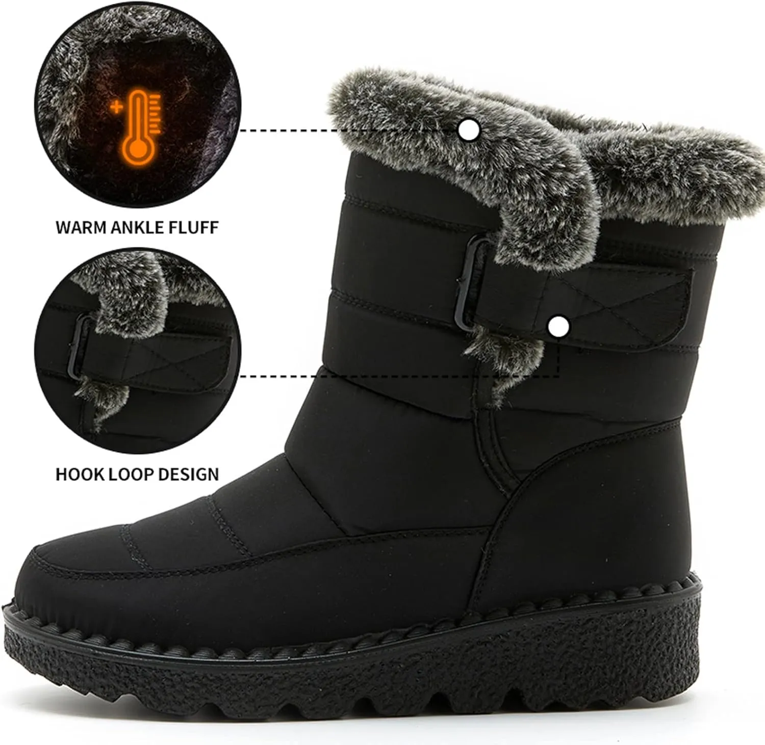Winter Waterproof Boots for Woman Women's Winter Boots Waterproof Zipper Snow Boots Womens Wide High Heel Winter Boots for Women Boots for Women Winter Cute