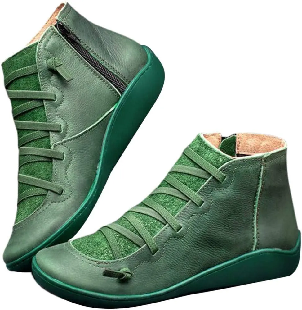 Women Booties Botines Vaqueros Para Mujer White Cowboy Boots for Women Brown Leather Booties Ankle Boots for Women No Heel Comfort Womens Ankle Booties No Heel