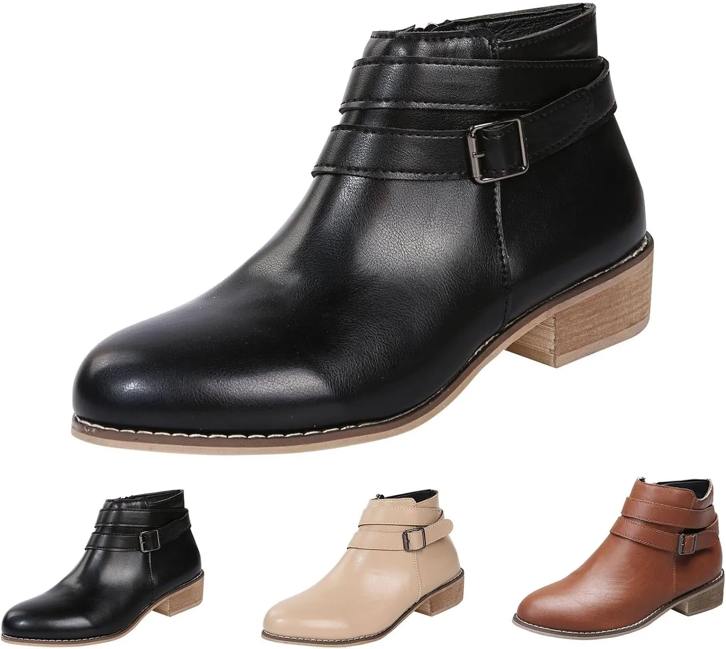 Womens Ankle Booties Botas Para Mujer Womens Dress Boots Low Heel Combat Boots Womens Wide Ankle Boots for Women Low Heel Dressy Wide Width White Ankle Boots for Women No Heel