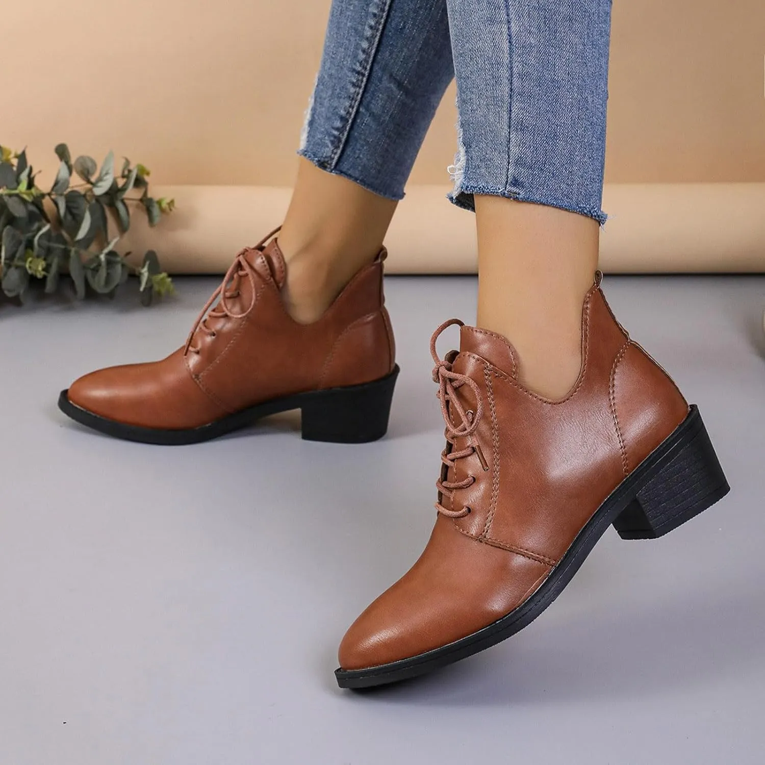 Women's Ankle Boots Victorian Boots Mid Calf Boots Round Toe Black Boots Chunky Heel Lace Up Witch Boots Knight Boots Knee