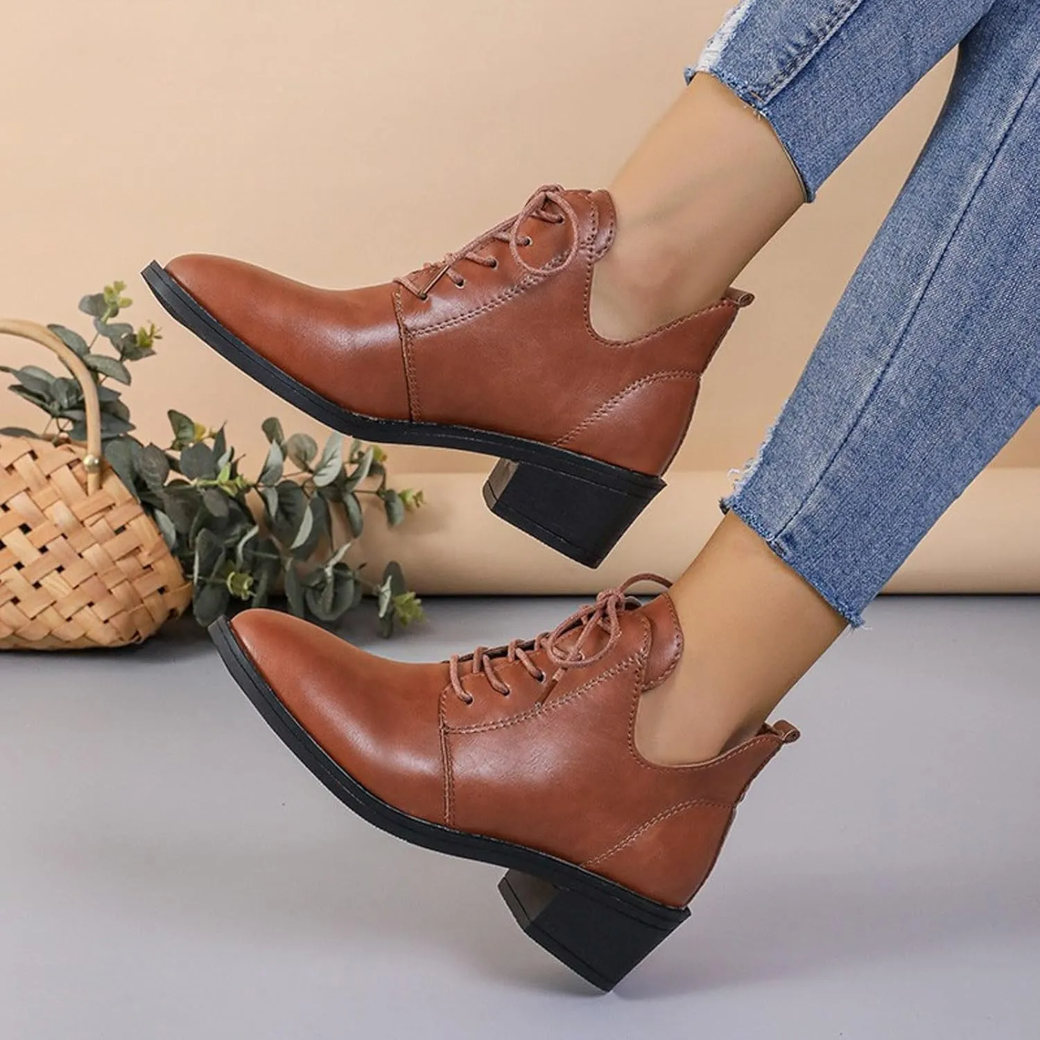 Women's Ankle Boots Victorian Boots Mid Calf Boots Round Toe Black Boots Chunky Heel Lace Up Witch Boots Knight Boots Knee