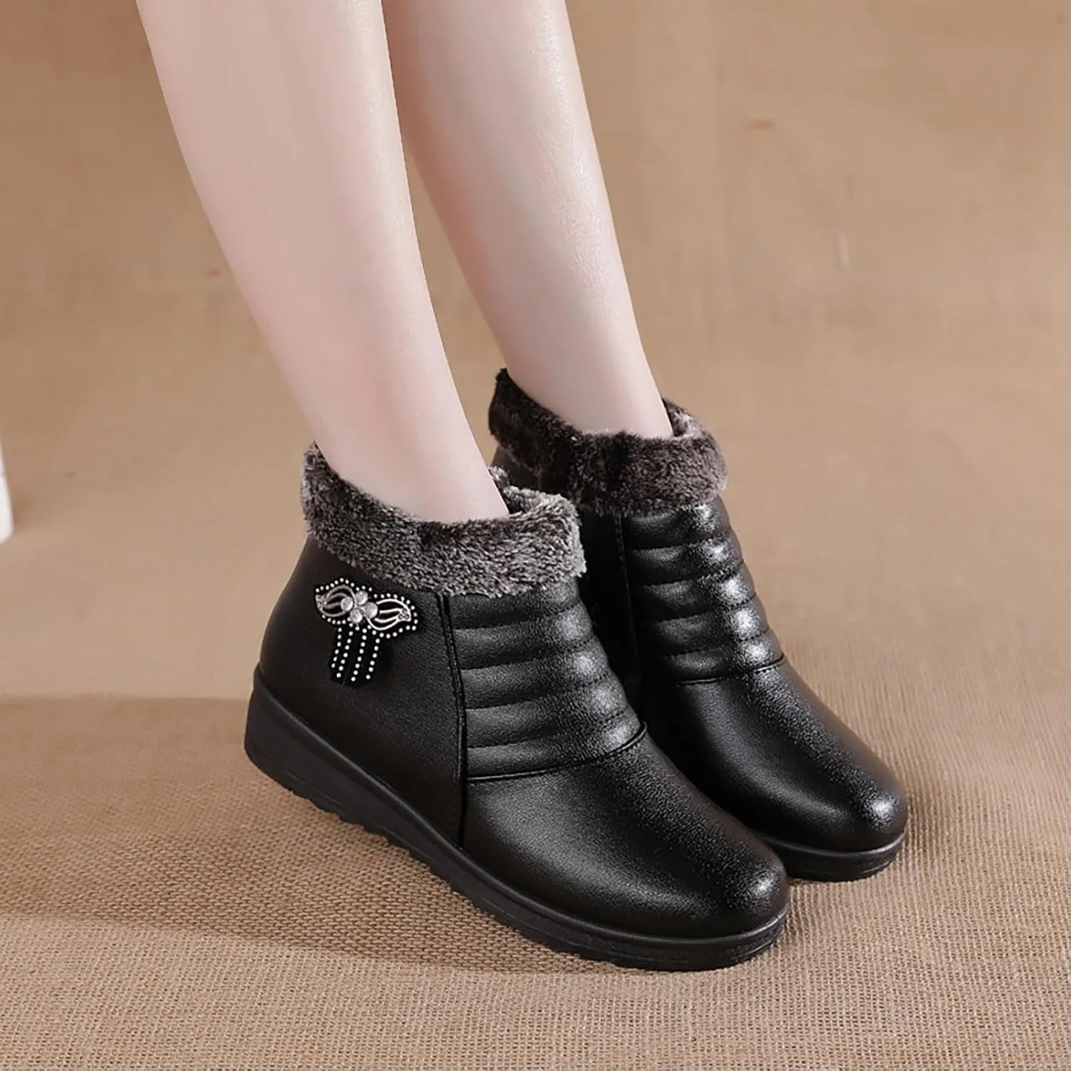 Womens Black Ankle Boots Fashion Boots for Women Fashion Boots for Women 2024 Trendy Fall Womans Winter Women'S Ankle Boots & Booties Flat White Ankle Boots No Heel