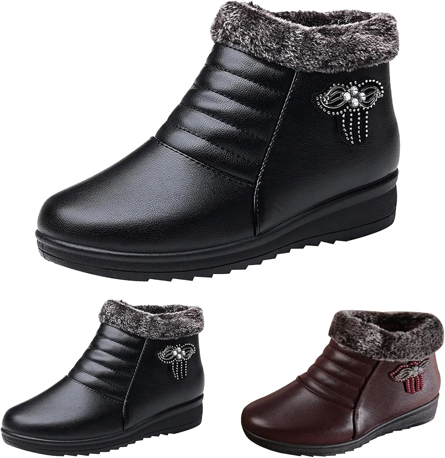 Womens Black Ankle Boots Fashion Boots for Women Fashion Boots for Women 2024 Trendy Fall Womans Winter Women'S Ankle Boots & Booties Flat White Ankle Boots No Heel