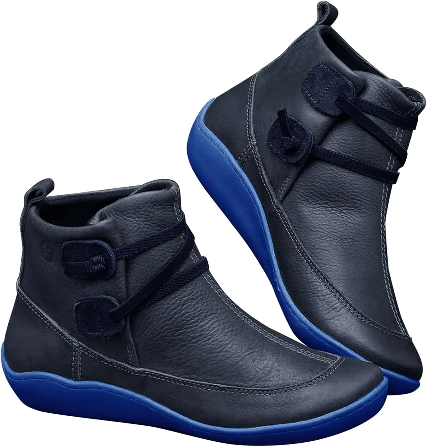 Womens Booties Ankle Western Booties for Women Flat Cowboy Boots for Women Womens Bootie Low Heel Cover Heel Round Toe Chunky Block Low Heel Vintage