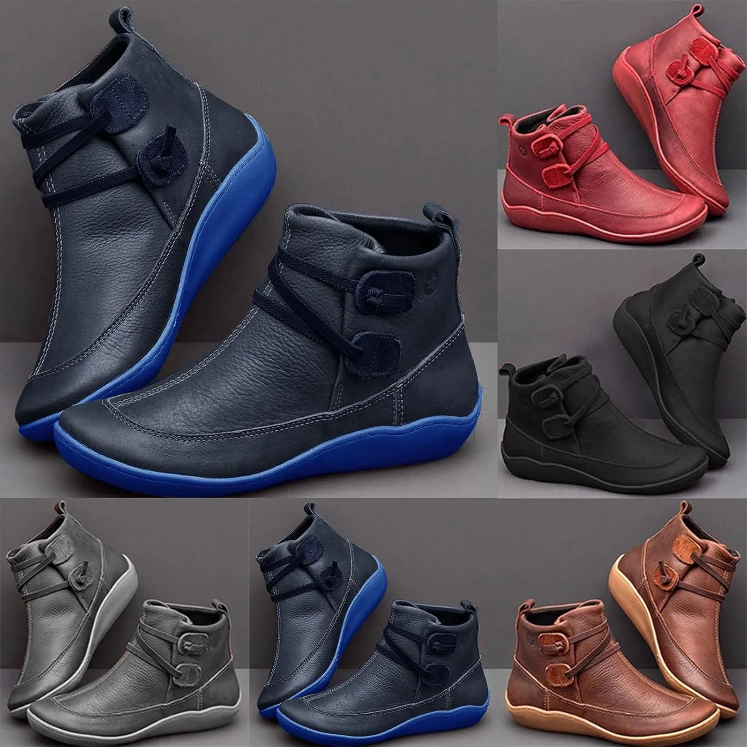 Womens Booties Ankle Western Booties for Women Flat Cowboy Boots for Women Womens Bootie Low Heel Cover Heel Round Toe Chunky Block Low Heel Vintage