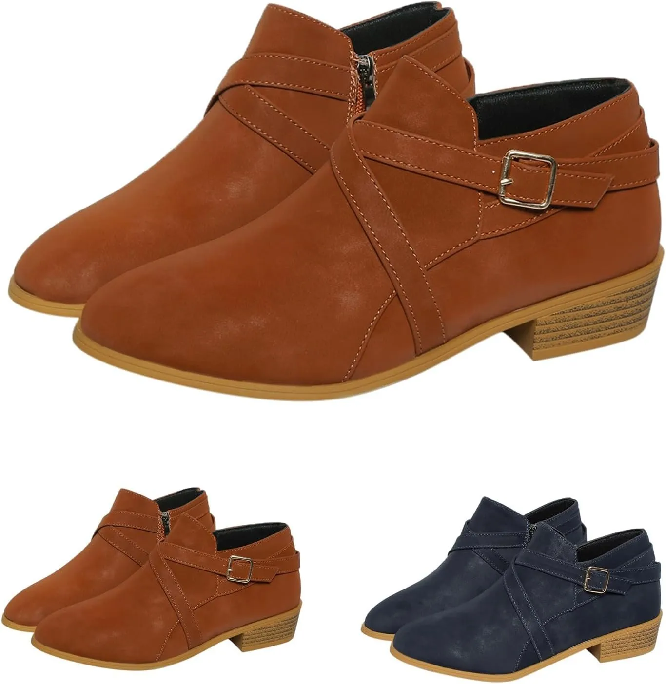 Womens Booties Low Heel Square Toe Ankle Boots Cowboy Boots for Women Mid Calf Womens Taupe Boots Womens Wide Width Booties and Ankle Boots Womens Wide Width Ankle Booties
