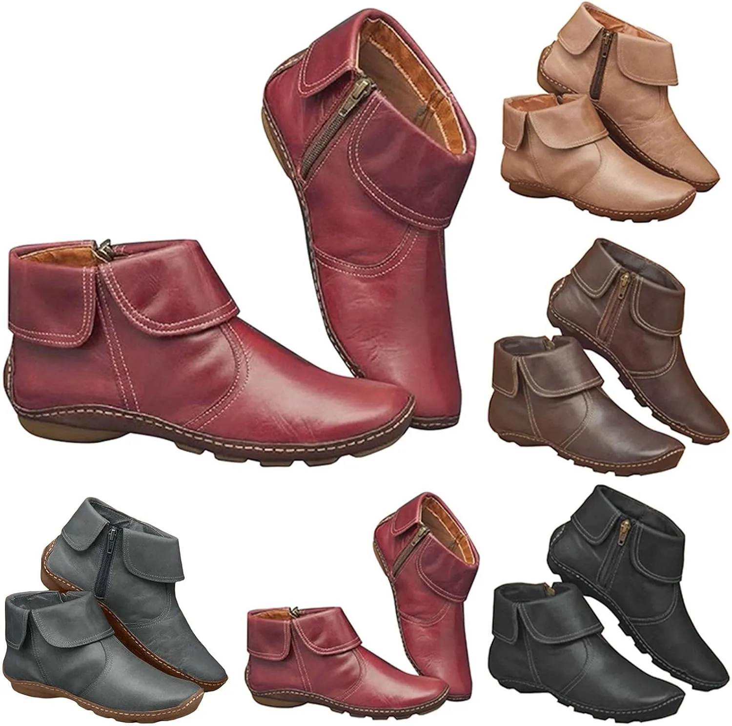 Womens Boots Ankle Brown Boots Women No Heel Cowboy Boots for Women Arch Support Dress for Women Womens Ankle Boots Winter Women Ankle Boots Black