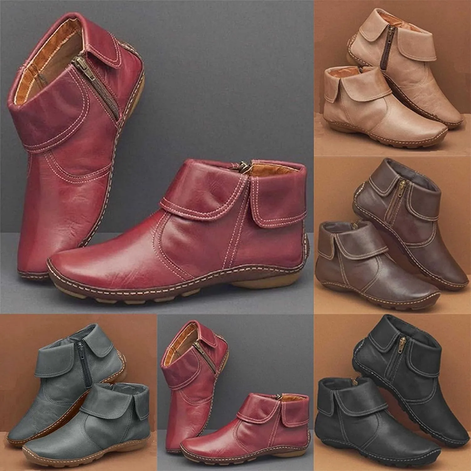 Womens Boots Ankle Brown Boots Women No Heel Cowboy Boots for Women Arch Support Dress for Women Womens Ankle Boots Winter Women Ankle Boots Black