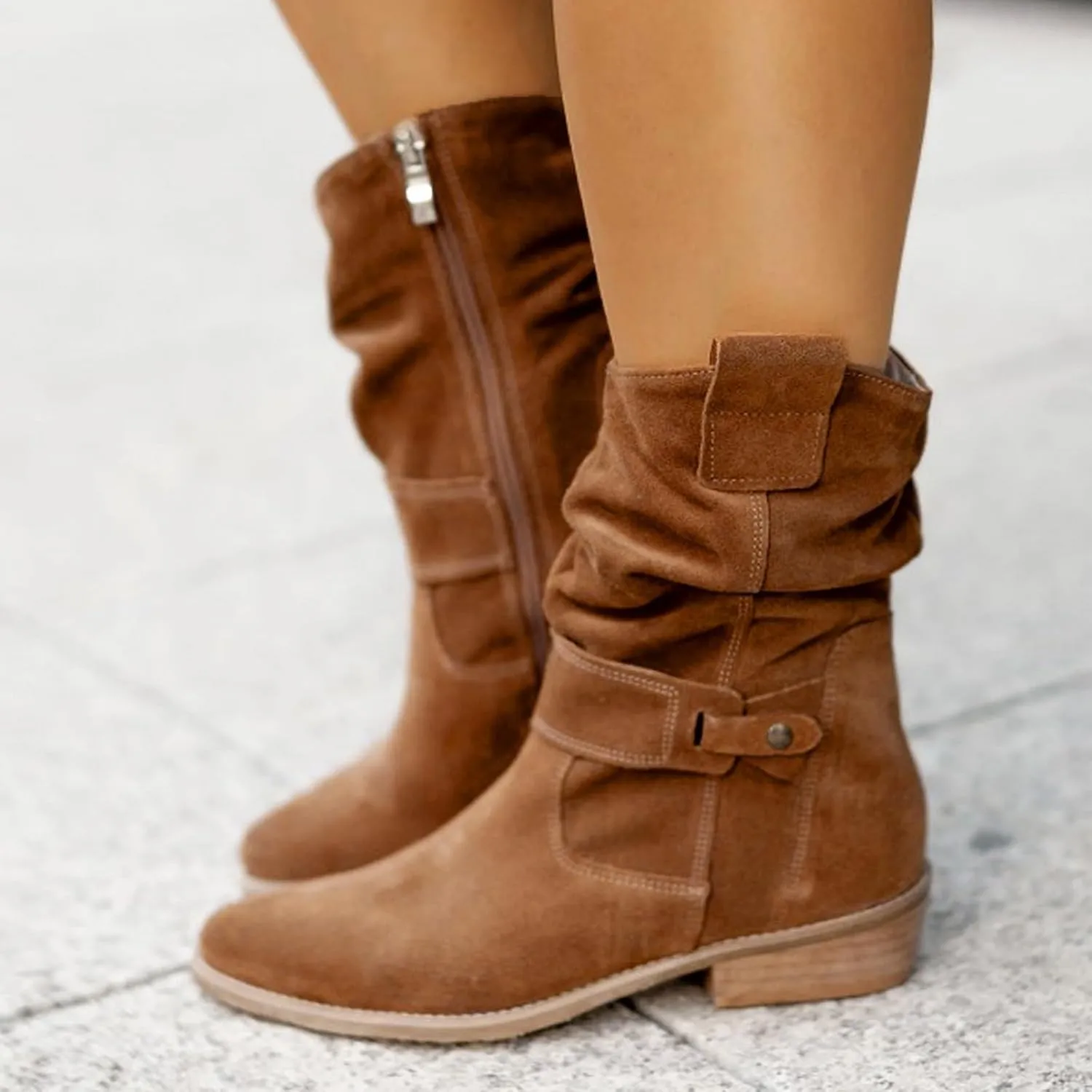 Womens Boots Knee High Boots Women Platform Boots Fall Boots for Women 2024 Women's Slip On Slouch Short Ankle Boot