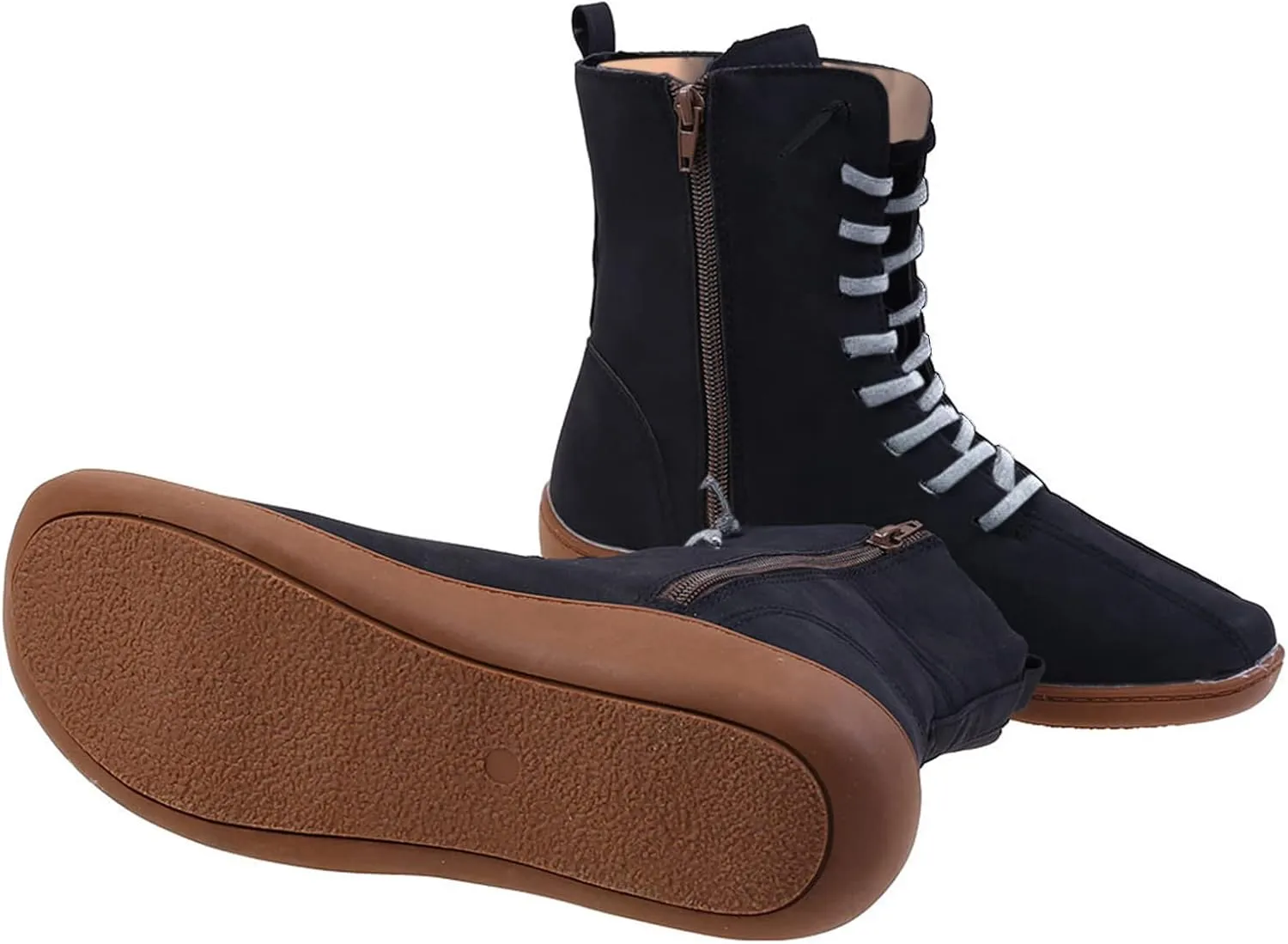 Women's Casual Boots Work Boots for Women Wide WidthWomen's Retro Mid-Calf Boots Solid Color Lace-up Short Boots