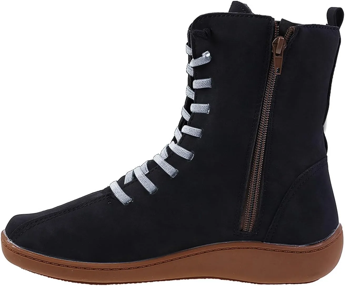 Women's Casual Boots Work Boots for Women Wide WidthWomen's Retro Mid-Calf Boots Solid Color Lace-up Short Boots